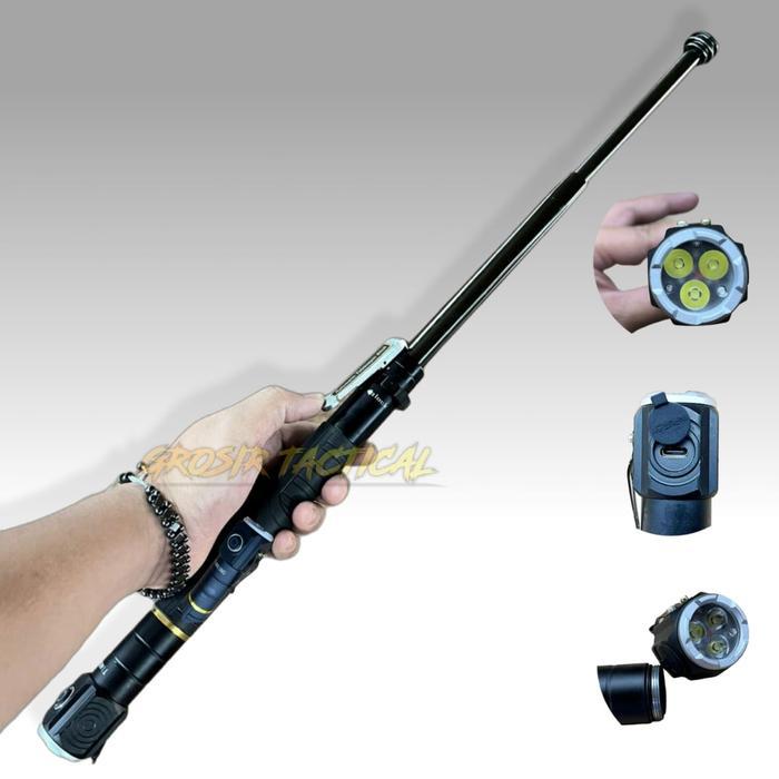 Diskon Baton Stick Senter Baton Tactical Baton Otomatis Tongkat Besi Stick Otomatis Original