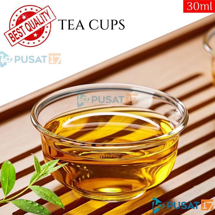 CHINESE TEA CUP MINI 30ML KACA TATAKAN GELAS BAMBU GELAS SLOKI MINI
