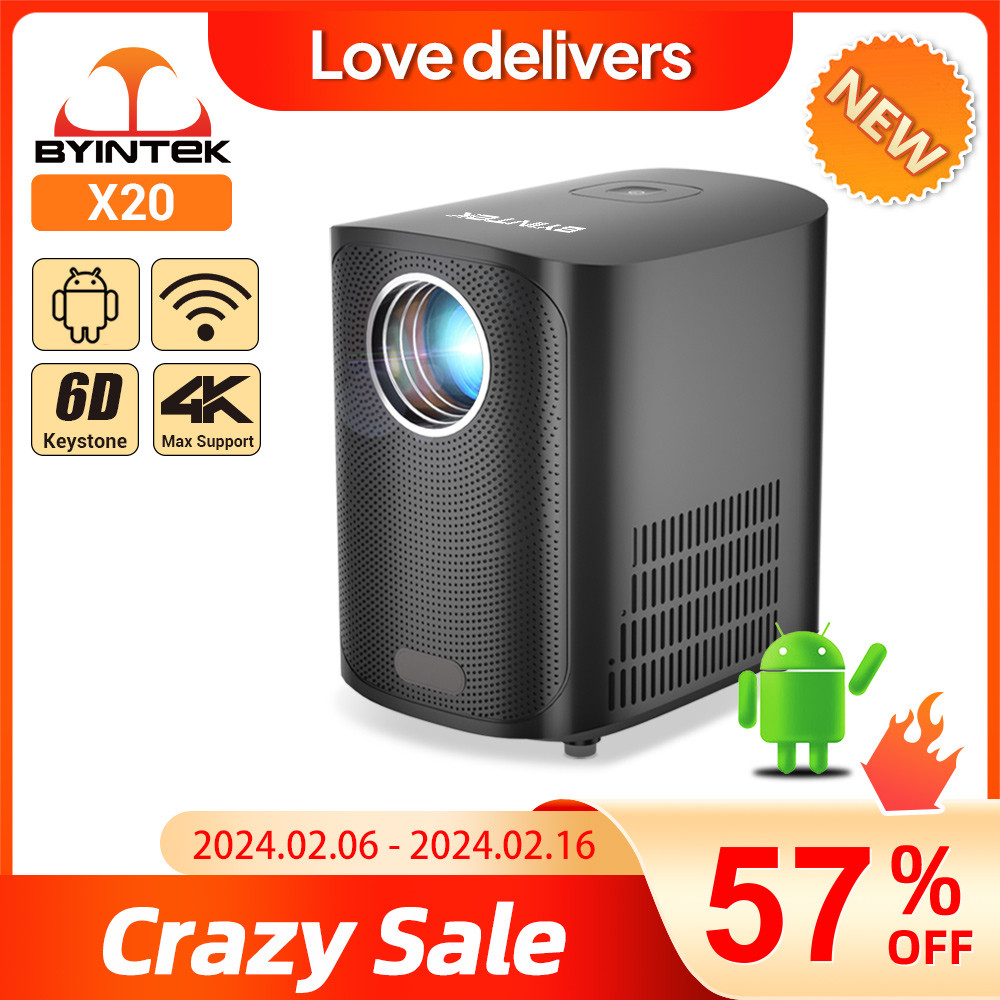 BYINTEK X20 Projector 4k Android 9.0 Mini 1280*720P LED 5G Wifi