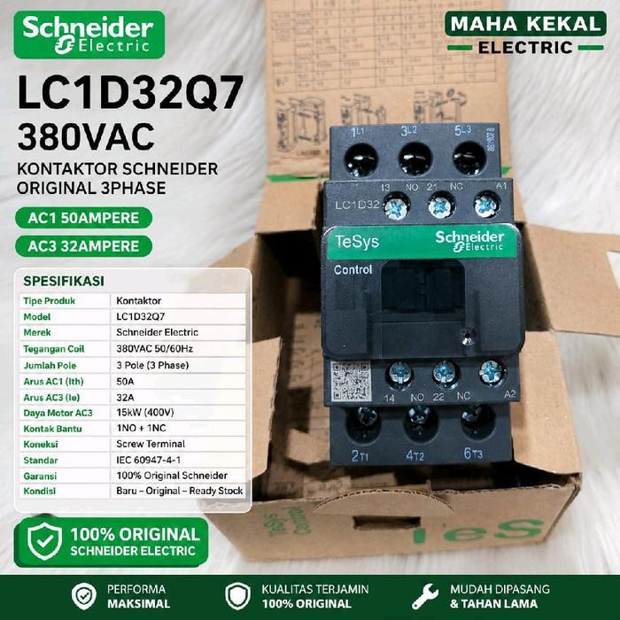READY kontaktor Schneider 50a lc1d32q7 380vac 50a 3phase contactor Schneider kontaktor Schneider