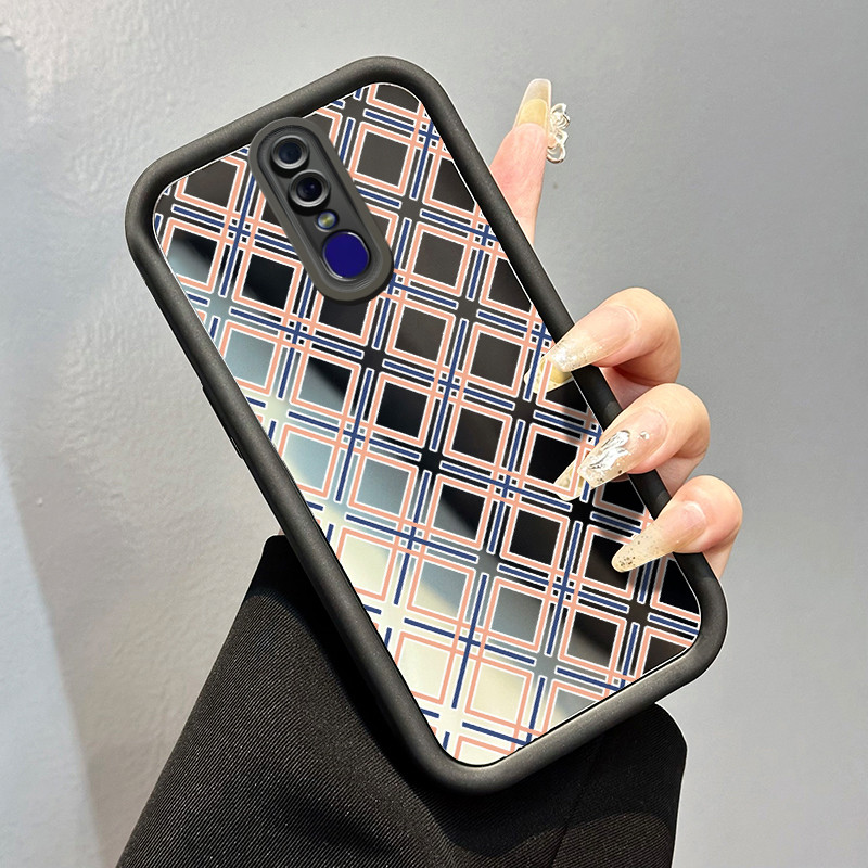 Casing Hp OPPO F11 F11 Pro A9 2019 A9x Case kotak garis Kasing Anti Cepat Rusak silikon Cesing Mirro