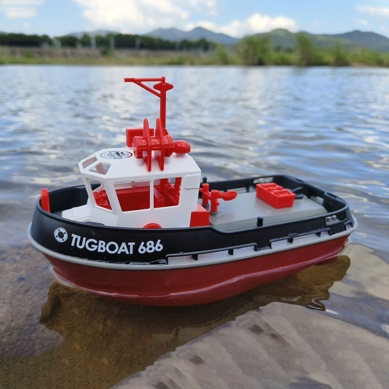 1:72 Scale Remote Controlled Boat 686 Dual Motor Simulated Tugboat Mini Tugboat Rechargeable