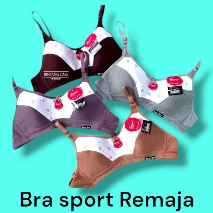 Promo 3 Pcs Sport Bra Remaja Motif Kartun Anak Sekolah Sd Smp Sma Size 32 34 36 38 Tanpa Kawat