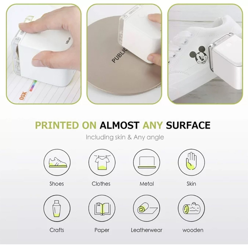 MBrush Handheld olor Inkjet Printer Portable olor Printer Wireless WiFi Printing artridges DIY