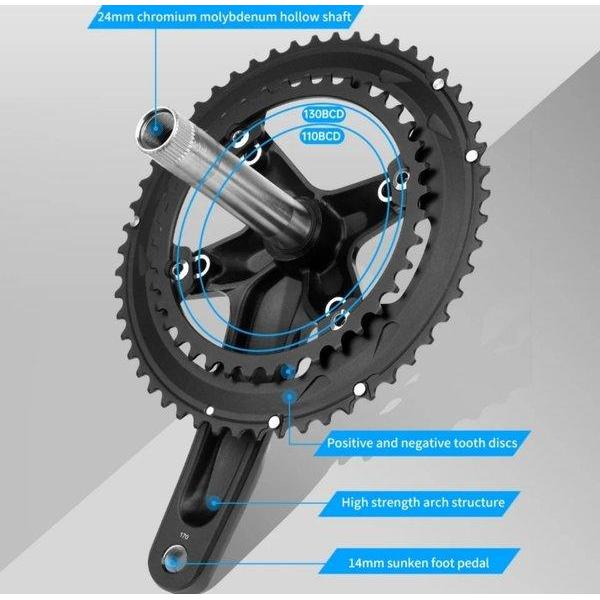 Riro Crankset Roadbike Doubel Chainring Crank Ht2 Hollowtech 2 Sepeda