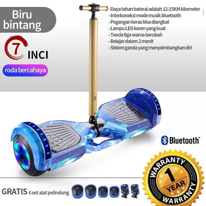 TERBARU Heartbeat Hoverboard anak, Smart hoverboard 7 inci, skuter - biru-1+pegangan