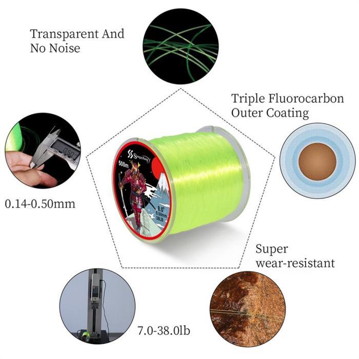 Senar Pancing Sougayilang Senar Pancing Nilon 500M Tali Pancing Super Kuat 0.8 #-8.0 #0.14-0.50Mm