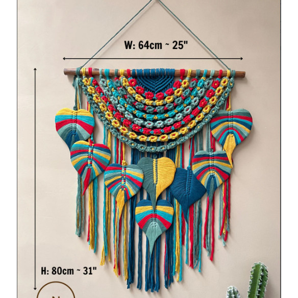 Hiasan Dinding Macrame Boho Besar Bulu Dekorasi Rumah Kamar Bayi Daun