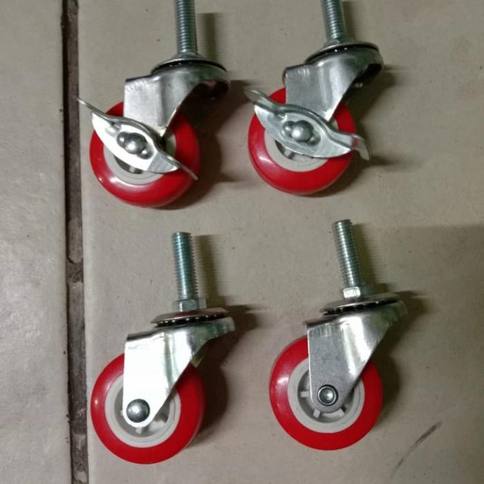 roda troli roda pu roda baut 2 inch baut tusuk 2rem 2hidup