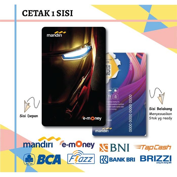 STOK TERBATAS  E-MONEY EMONEY ETOLL BNI MANDIRI BCA BRI IRON MAN - 1 SISI TERJANGKAU
