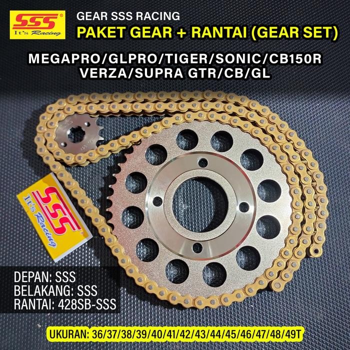 Gear Set Girset Sss Honda Megapro Gl Pro Cb150R Crb 150 Verza Sonic Supra Gtr Tiger Cb Gl Ukuran