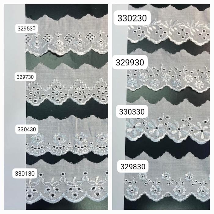 Terlaris Renda Katun Bordir kain mukena lebar 5 cm - 15 yds SALE