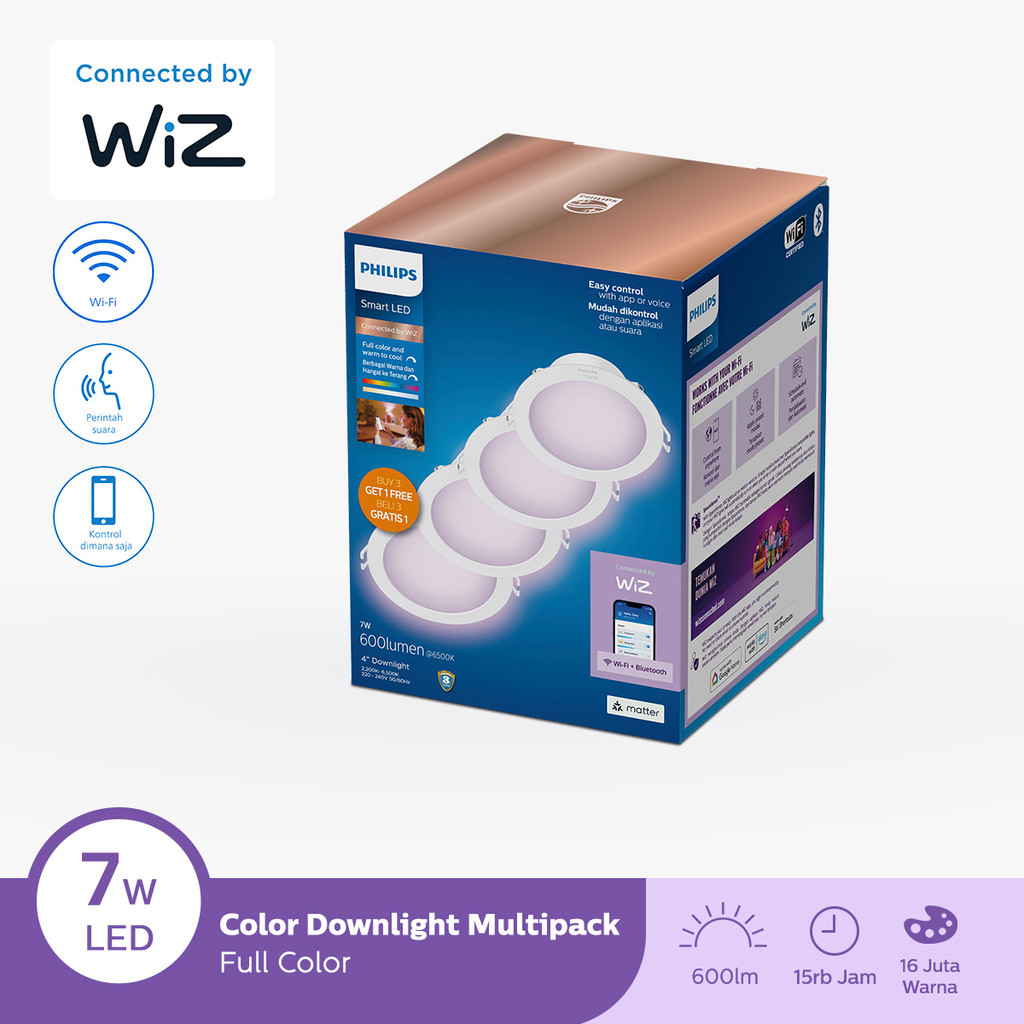 Philips  Multipack Smart Wifi LED Downlight RGB Color 7W