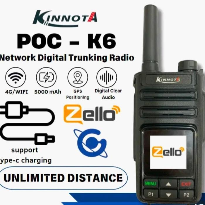 Walkie Talkie HT Kinnota POC K6 4G unlimited Distance 4G