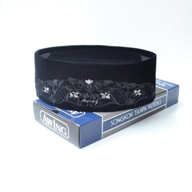 Songkok Awing Motif Bordir New Ananta Hitam Songkok Awing Siap Kirim