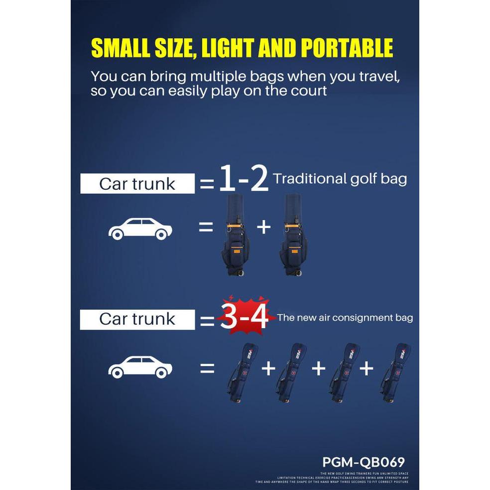 Pgm Tas Golf Travel Roda Compact Wheeled Golf Bag Lightweight Portable Tas Stik Golf