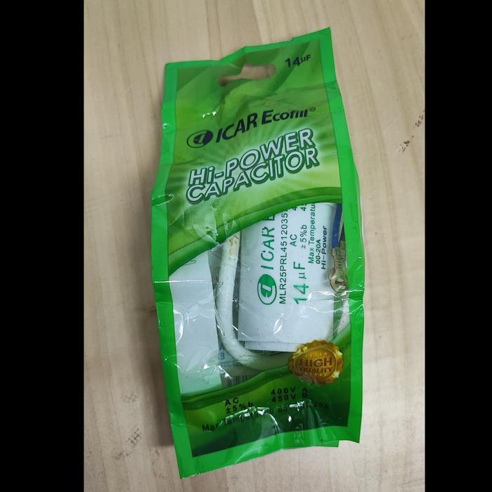 "'''] Kapasitor ICAR ecofill 14mf bulat kabel mikro uf