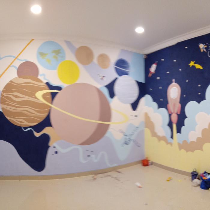 lukis mural mural estetik fleksibel 6 kamar anak