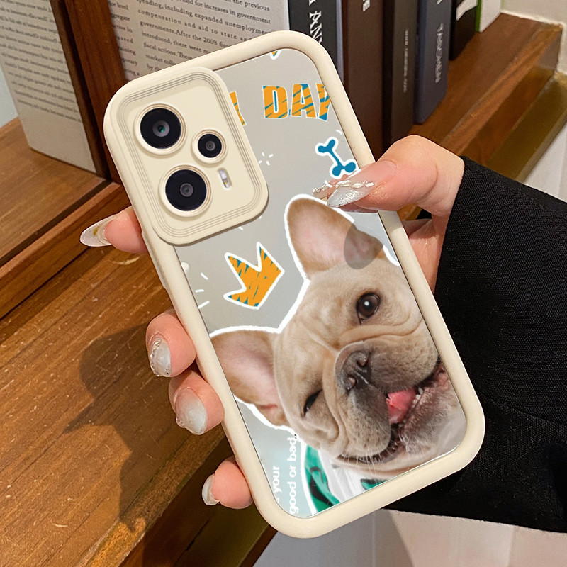 Casing Hp Untuk Xiaomi 14 14T 14T Pro 5G POCO F6 F5 Case Keras Lubang Halus Bahan Foto anjing French