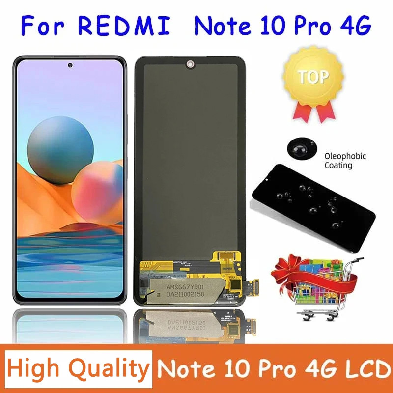 6.67" AMOLED For Xiaomi Redmi Note 10 Pro Display LCD Touch Screen with Frame For Redmi Note10Pro M2