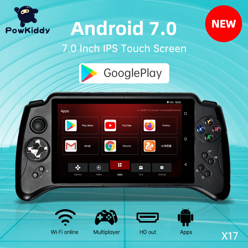 POWKIDDY New X17 Android 7.0 Handheld Game Console 7-inch IPS Touch Screen MTK 8163 Quad Core 2G RAM