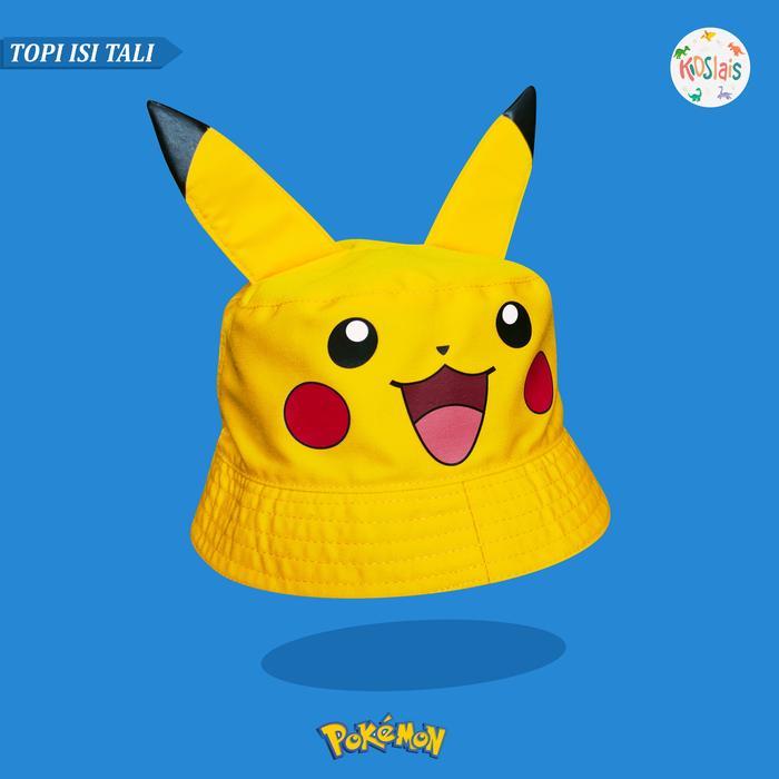 Topi Anak Laki Laki Perempuan Bucket Hat Anak Motif Pokemon Pikachu Original