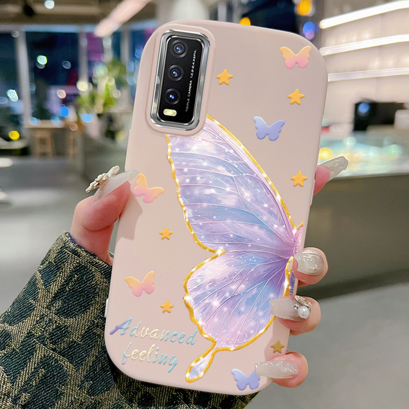 Casing Hp Untuk VIVO Y20 Y20i Y20s Y20T Y12s Y12a Case Kupu-kupu warna gradasi Kesing Jelly Cesing b