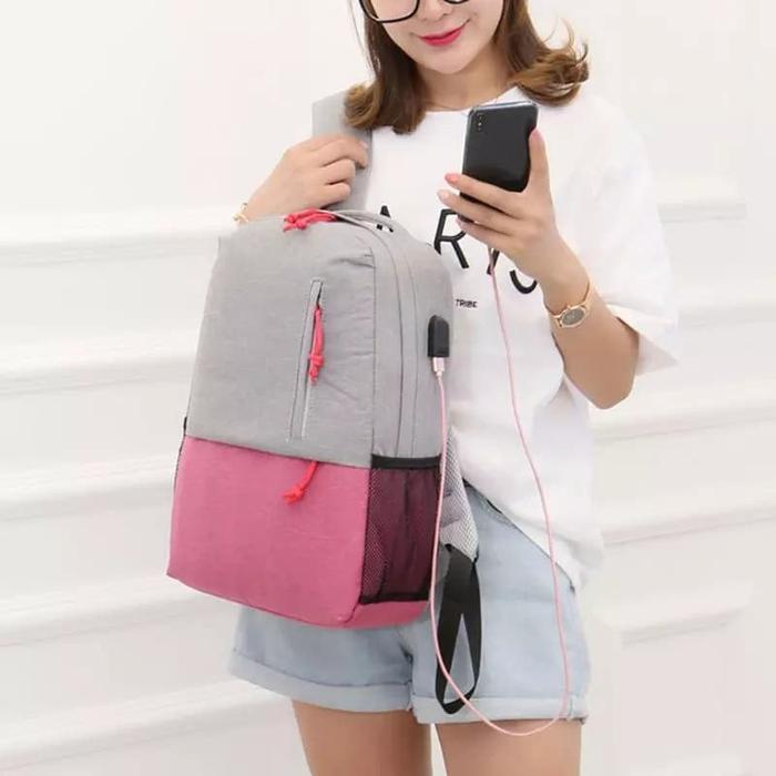 Eiger T- Tas Ransel Laptop Usb Port Anti Maling Tas Ransel Pria Wanita