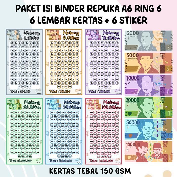 Paket Kertas Binder dan Stiker Challenge Menabung