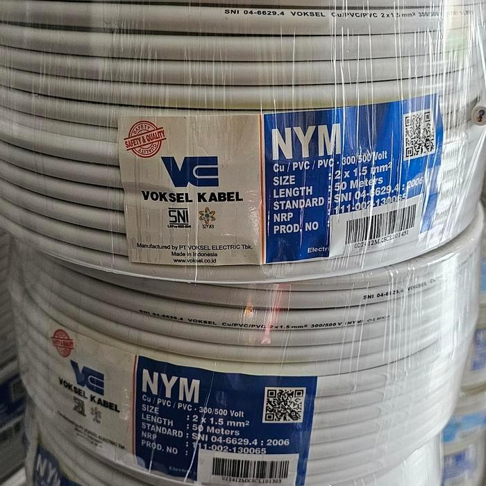 TERBATAS Kabel Listrik NYM 2 x 1.5 mm2 / 2 x 1,5 mm2 Voksel (50 meter)