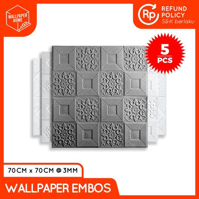[ISI 5 PCS] WALLPAPER 3D FOAM BATIK CUSTOM 3D TEXTURE XPE FOAM WALLPAPER STICKER WALLFOAM 3D KERTAS