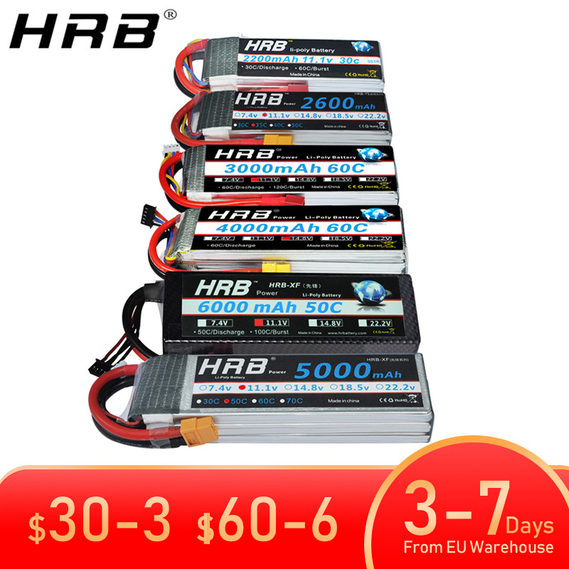 HRB Lipo Battery 2S 3S 4S 6S 1500mah 2200mah 2600mah 5000mah 6000mah 7000mah 4000mah 7.4V 11.1V