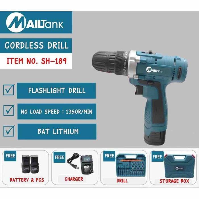 MAILTANK MESIN BOR CORDLES CAS BATERAI 18V SH-189 BOR SET CAS BATERAI