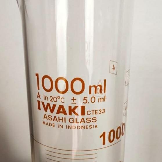 Gelas Ukur 1000Ml Iwaki Pyrex Measuring Cylinder 1 Liter 1L 1000 Ml