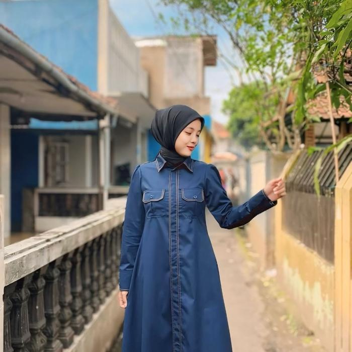 JTTOP" JASMIN DRES NAVY/GAMIS BY BILQIS