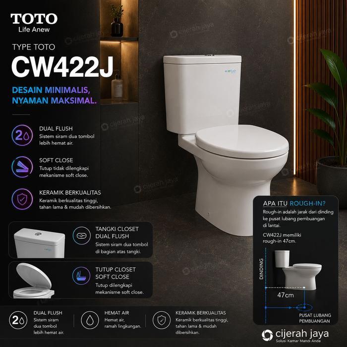 CLOSET DUDUK TOTO CW 422 J / KLOSET DUDUK TOTO CW422J DUAL FLUSH - 422+SOFT CLOSE