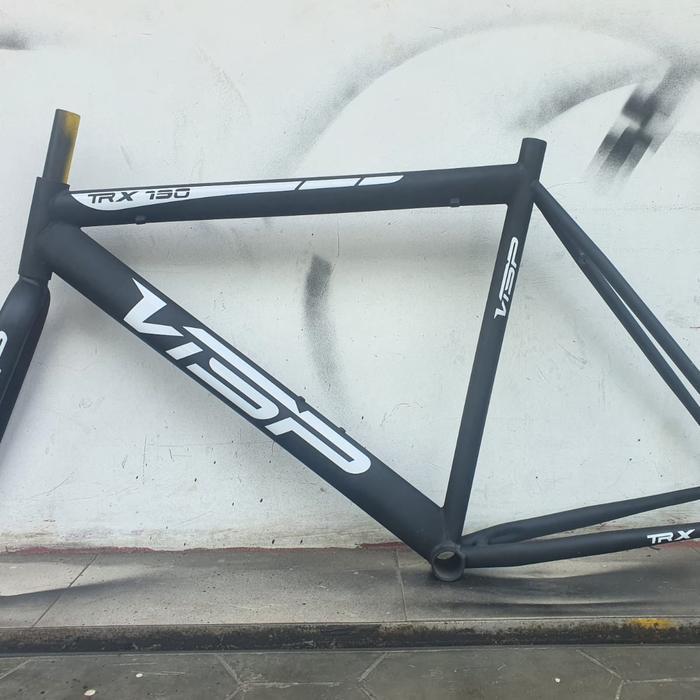 FRAMESET FIXIE VISP HITAM BLACK FRAME SET STEEL IMPOR DECAL FIXED GEAR RANGKA SEPEDA 700C BLACK