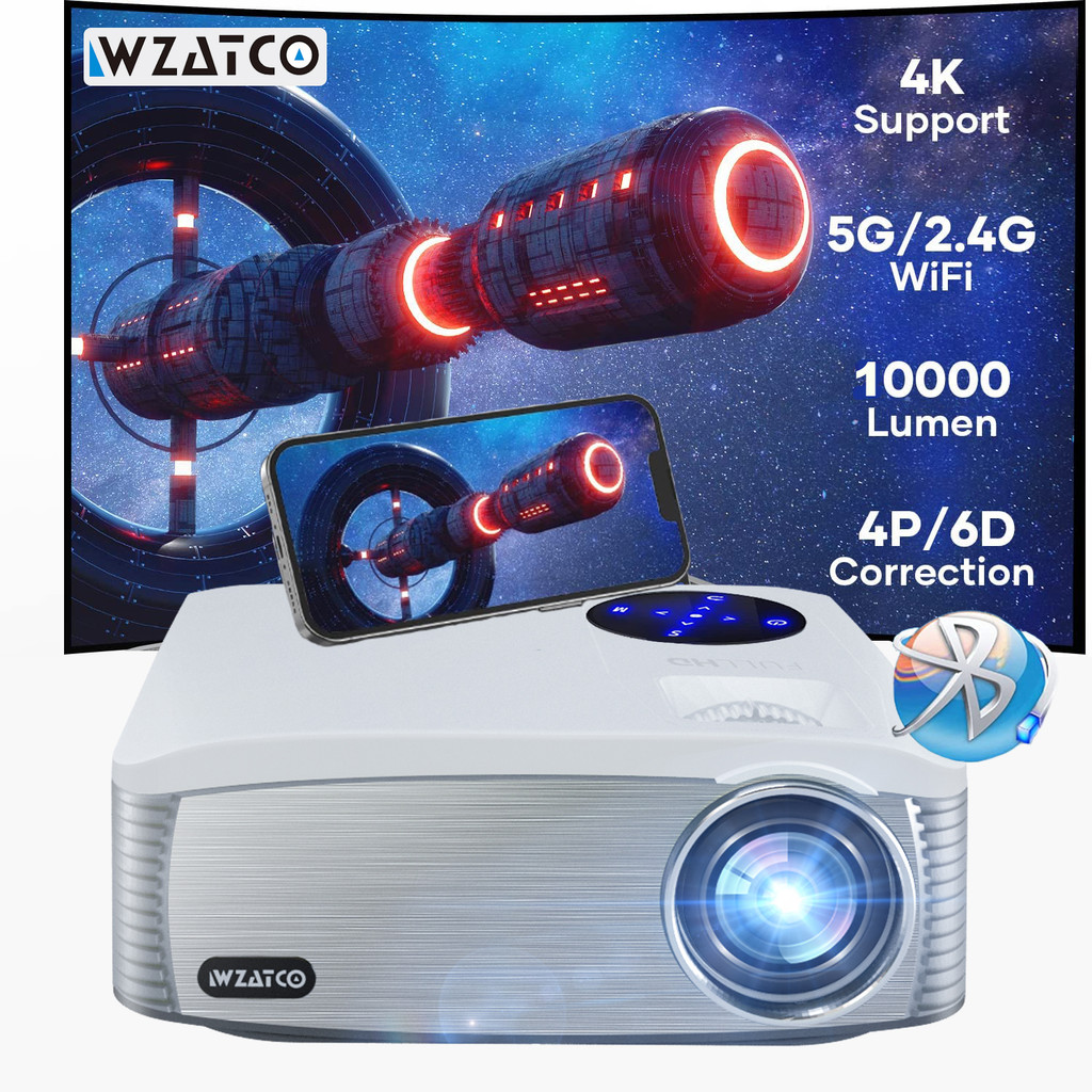 WZATCO C6A LED Projector Android WIFI 5G Full HD 1080P 6D Keystone