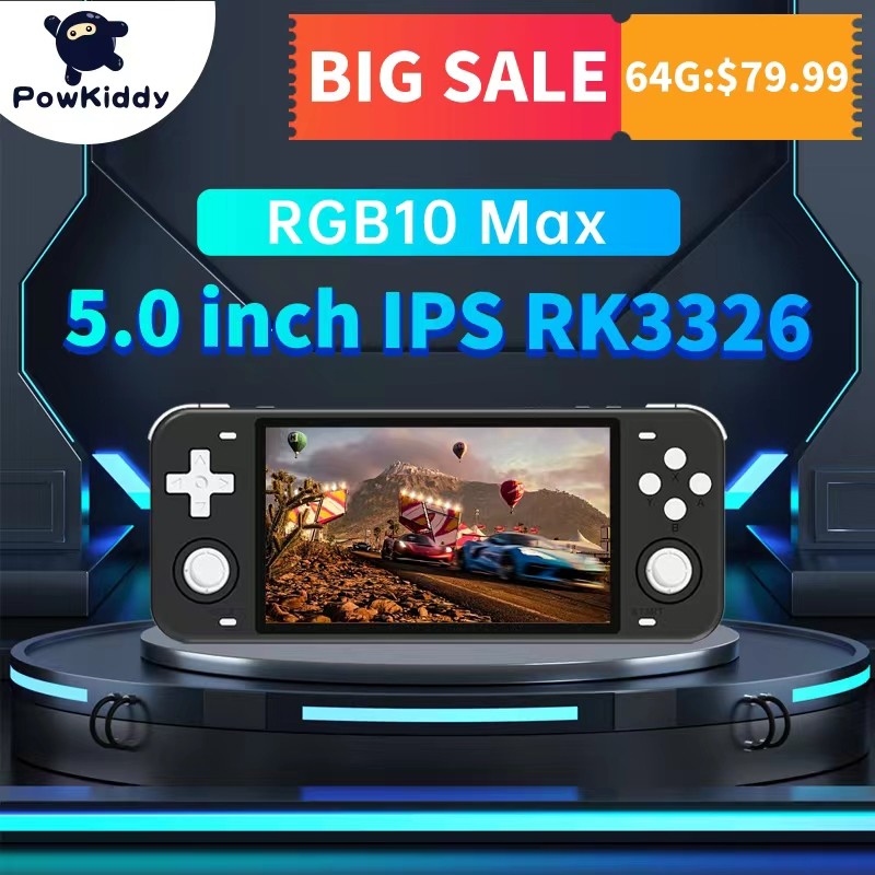 POWKIDDY RGB10max Retro Open Source Video Game Console 5-Inch IPS