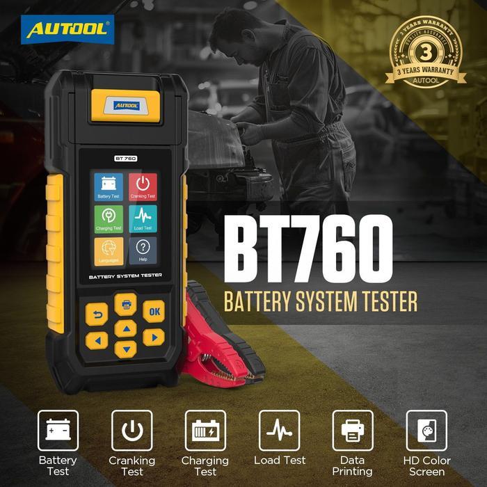 AUTOOL BT760 Battery Tester 12V 24V Printer
