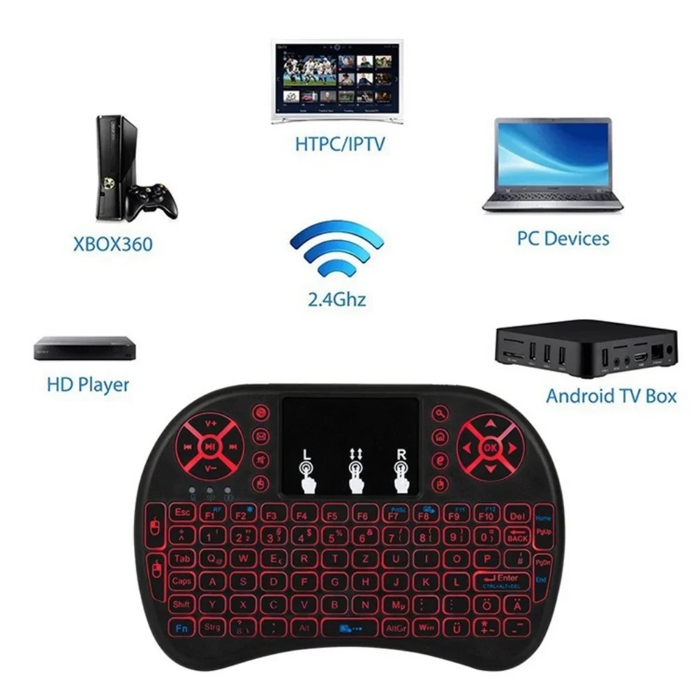 Backlit Mini Wireless Keyboard For Android TV Box PC X96 H96Max 2.4G Air Mouse Remote Touchpad 7
