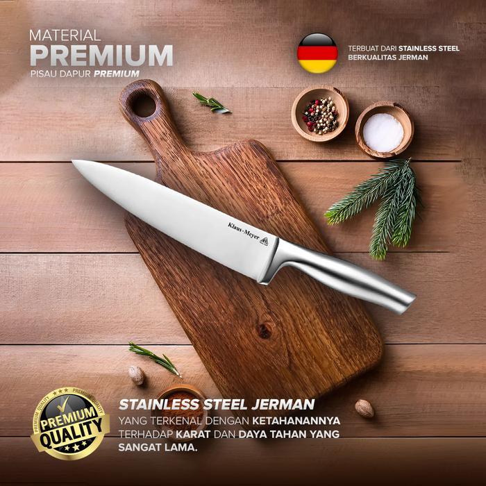 PREMIUM Klaus-Meyer Chef Knife Pisau Dapur Profesional Stainless Steel Super Tajam Triple Riveted