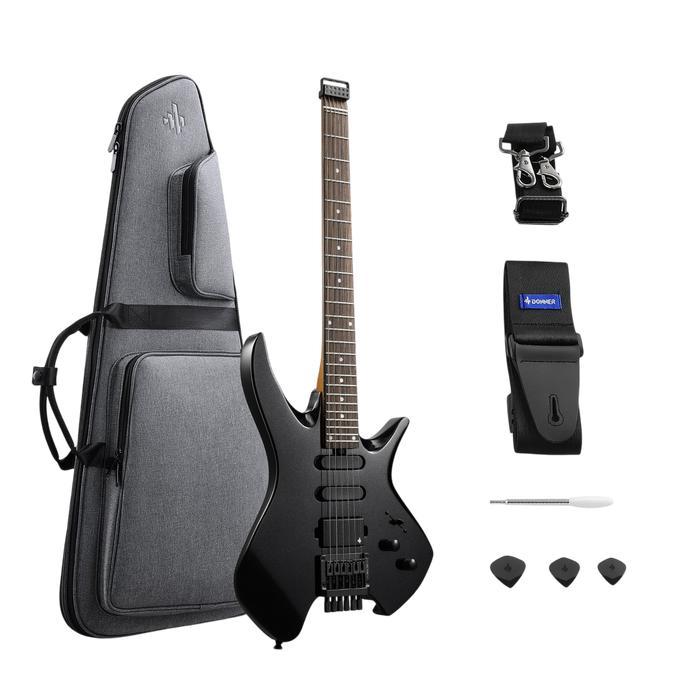 DONNER NHL500 NHL-500 NHL 500 HSS SOLID BODY HEADLESS ELECTRIC GUITAR BMJ - WHITE