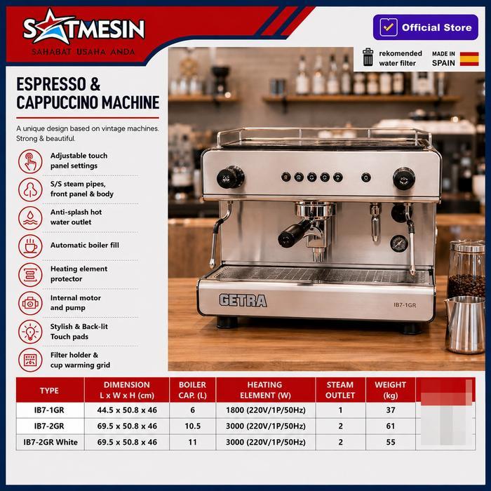 Espresso Maker Mesin Kopi Espresso Machine Cappuccino IB7-1G IBERITAL - PAKING STANDART