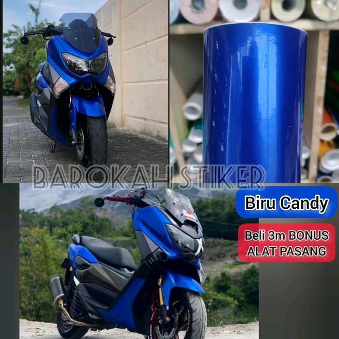 Skotlet Motor Biru Candy Stiker Motor Candy