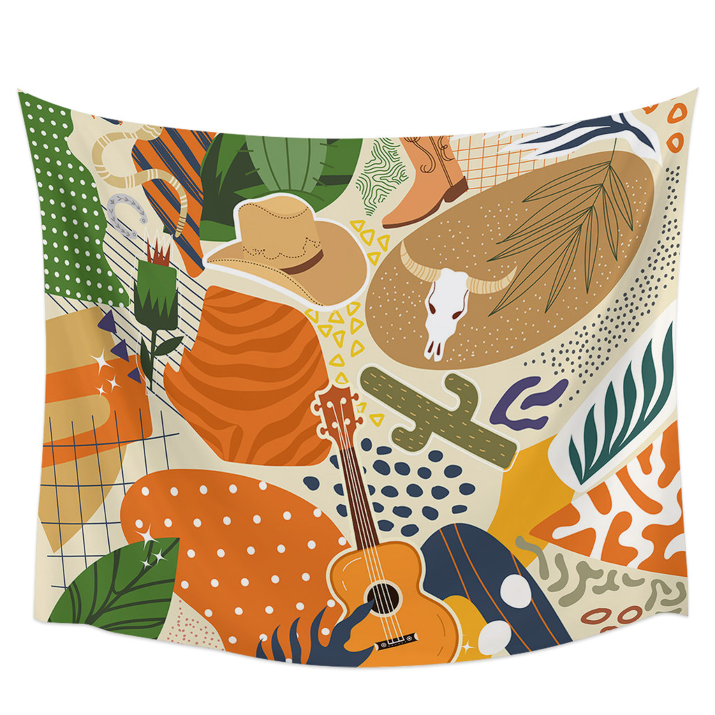 Cowboy Desert Cactus Guitar Bohemia Tapestry Wall Hanging Custom Boho Decoration Wall Tapestry Home 