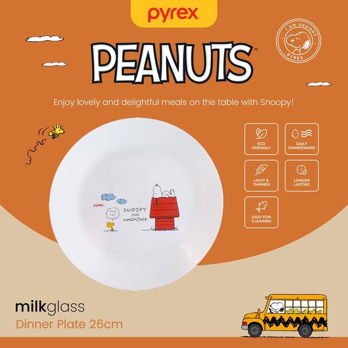 (Good) Pyrex Snoopy Dinner Plate & Bowl / Piring dan Mangkok Makan