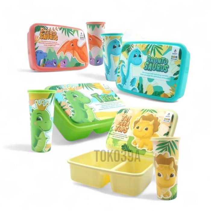 Lunch Box Set Torino / Tempat Makan dan Tumbler Set Dinosaurus