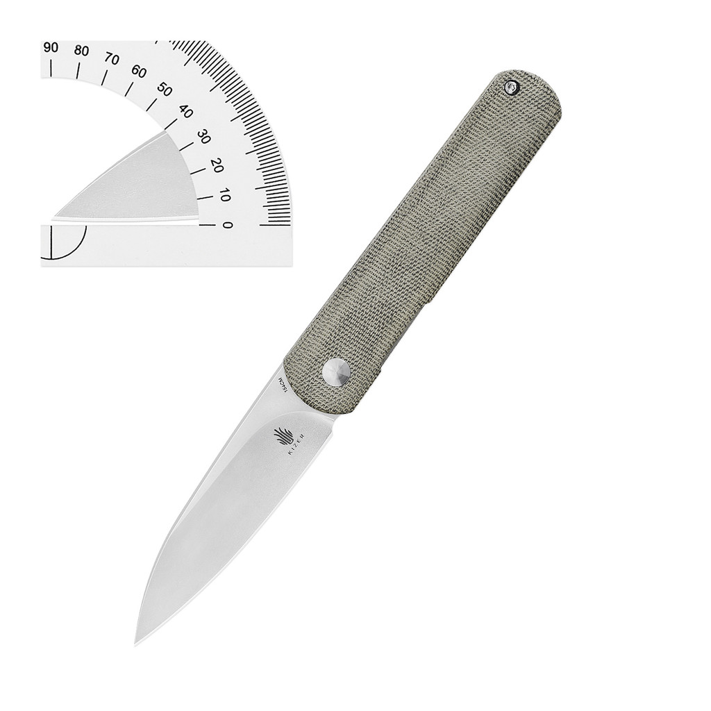 Kizer Camping Knife Feist(XL)  V4499C1 2022 New Green Micarta Handle EDC Knife with 154CM Steel Blad
