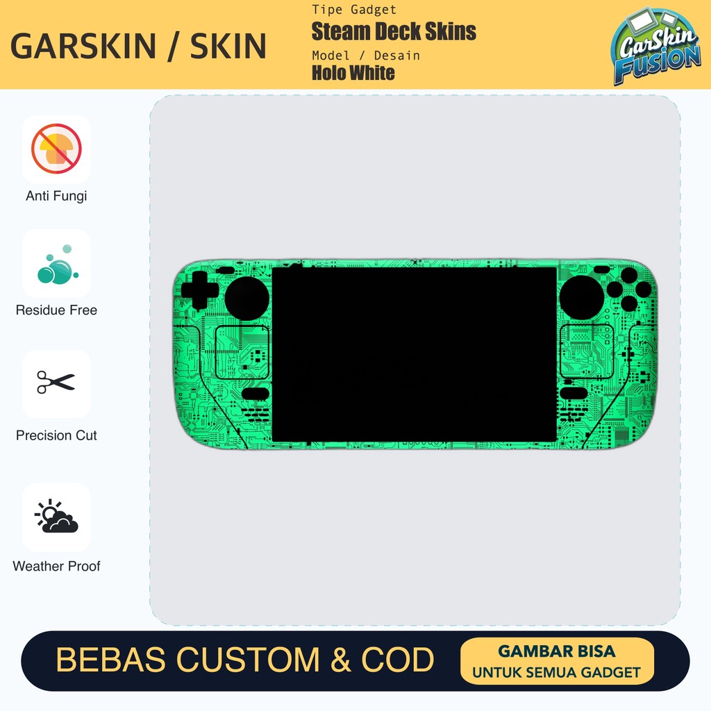 Skin Vinyl Steam Deck Holo White Anti Scratch Protector Case | by Fusion | Kode - 6BJZ